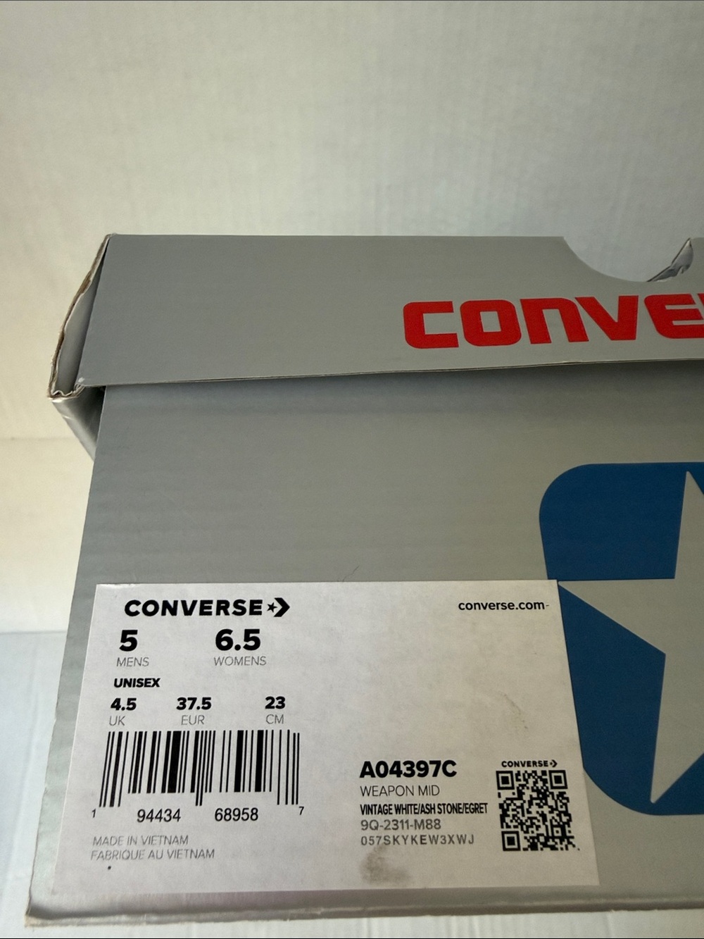 Converse unisex White & Light Gray High-Top Sneakers men’s 5 women’s 6.5 - Picture 7 of 7